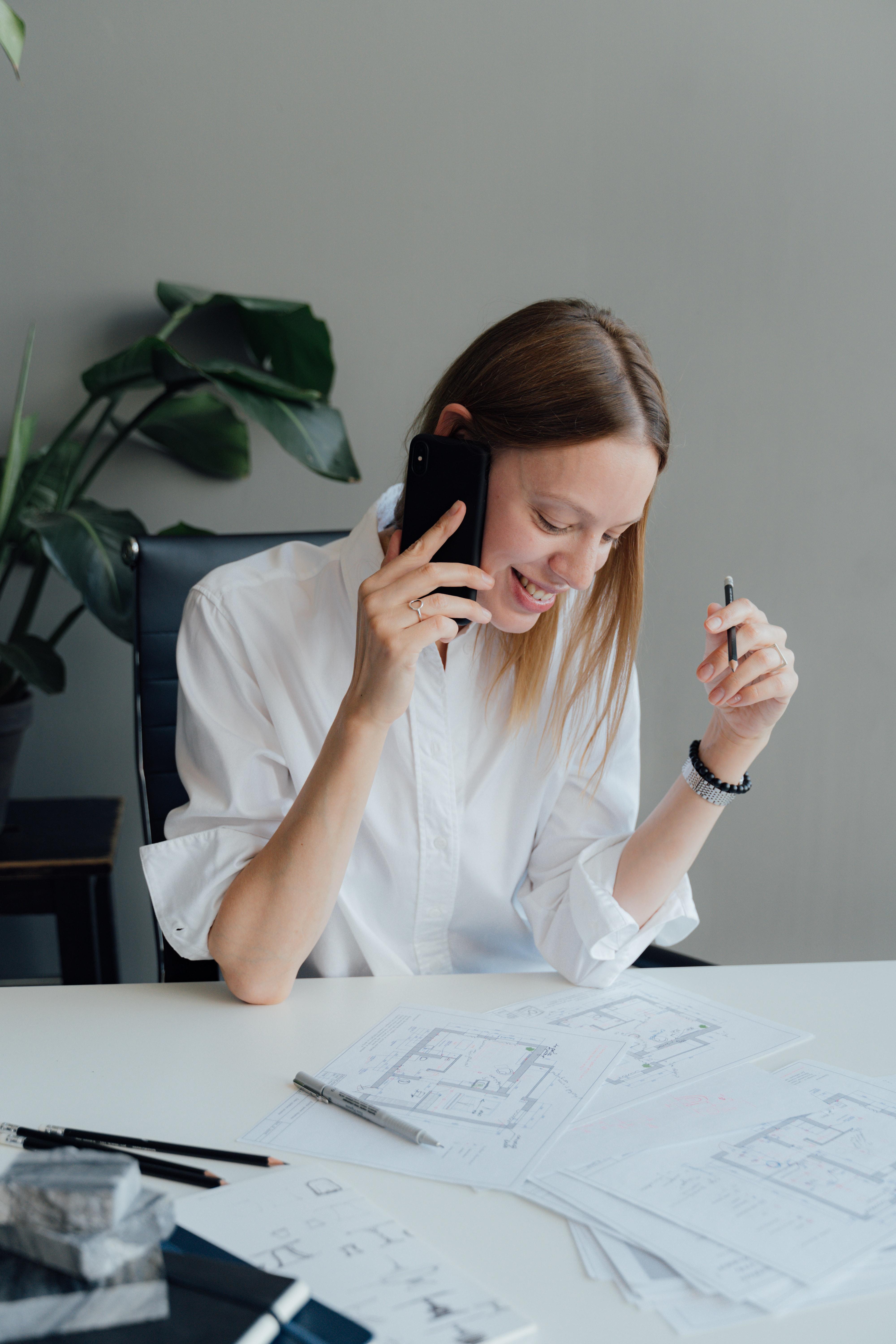 Woman answering a call