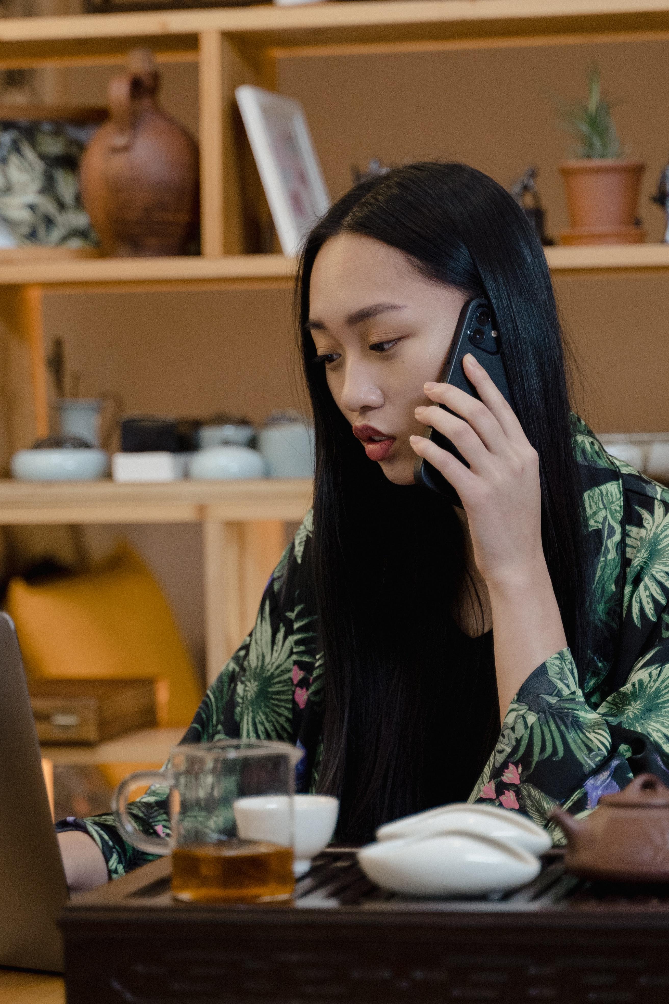 A woman on the phone