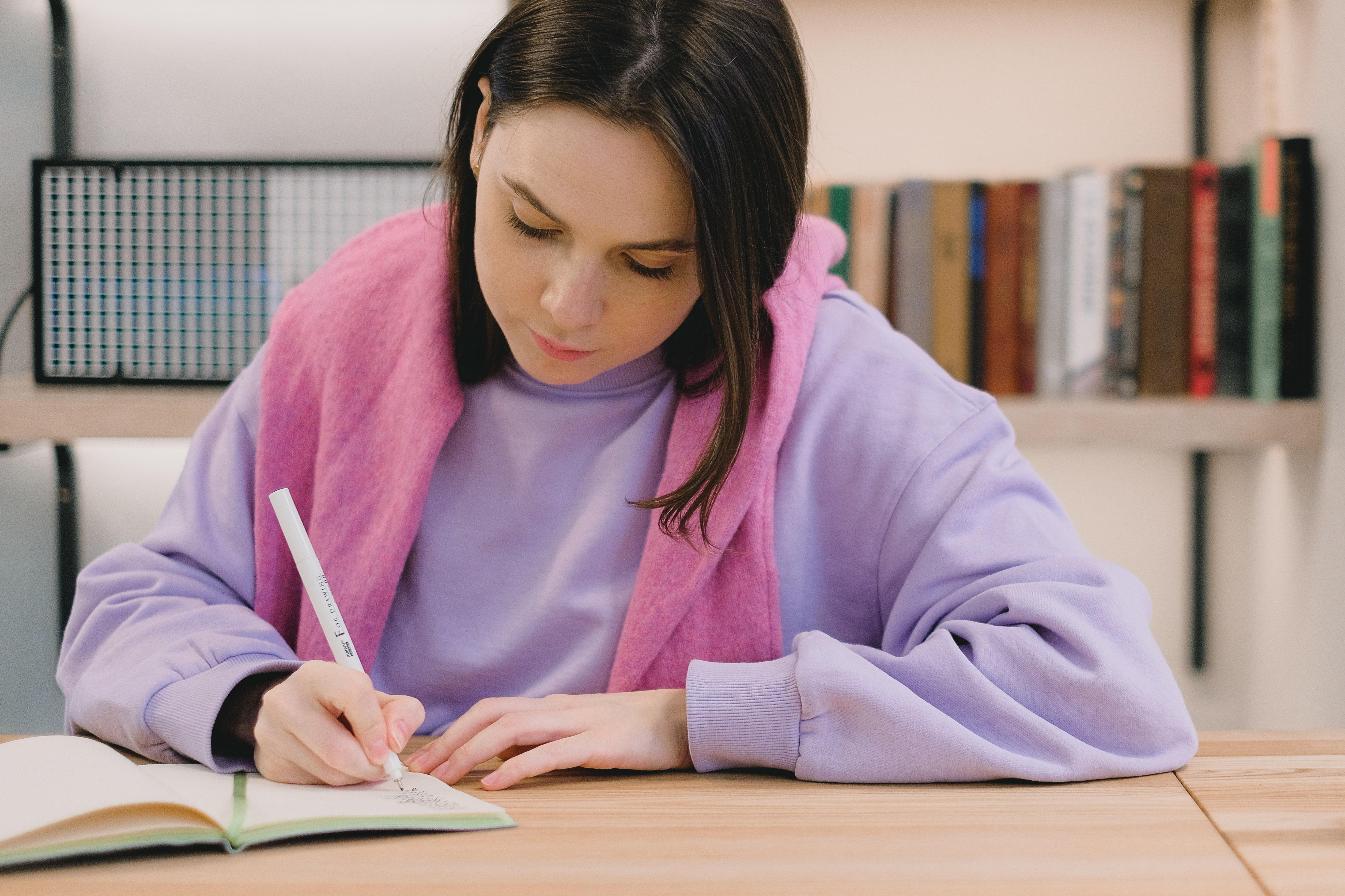 A student writing