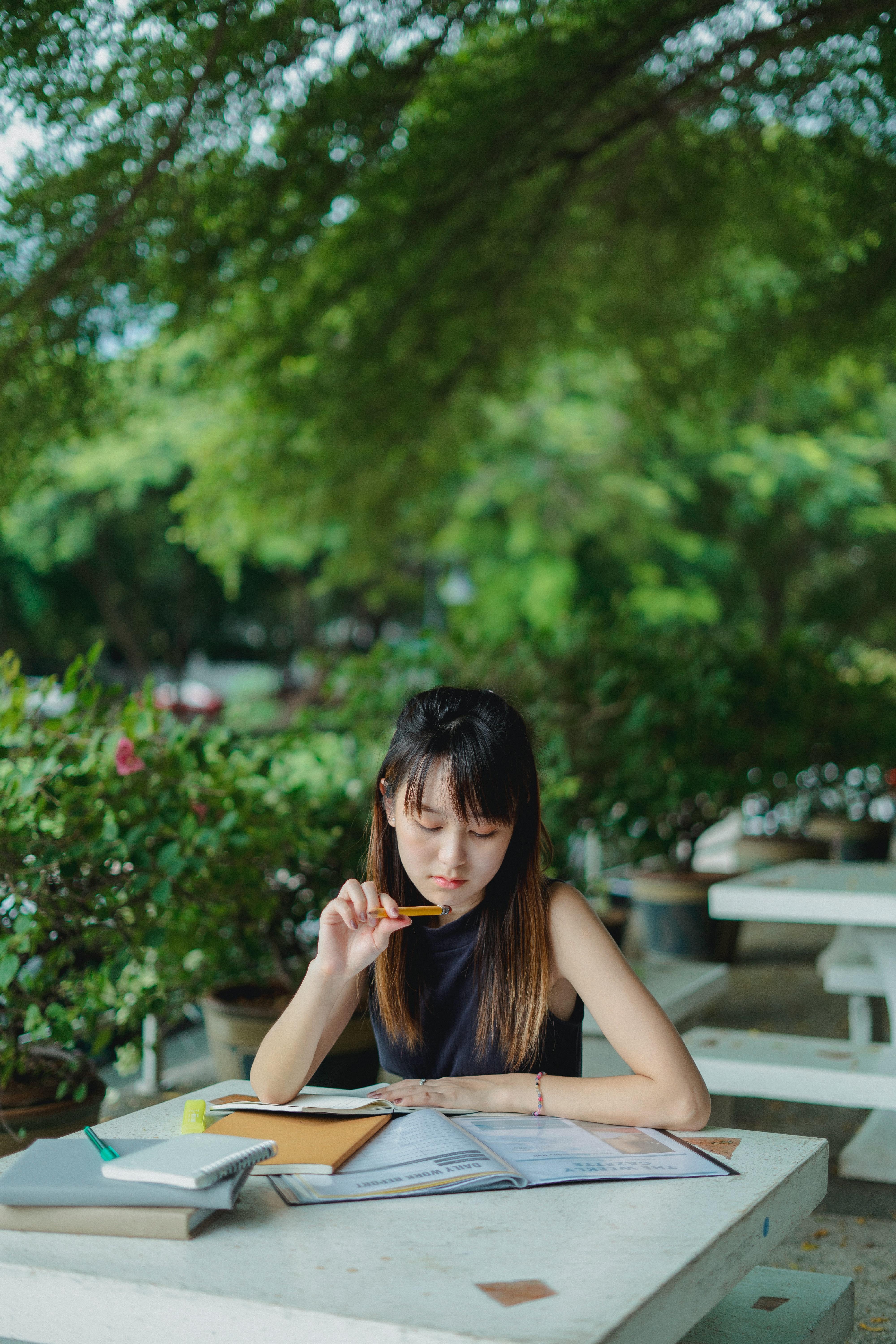 A student studying