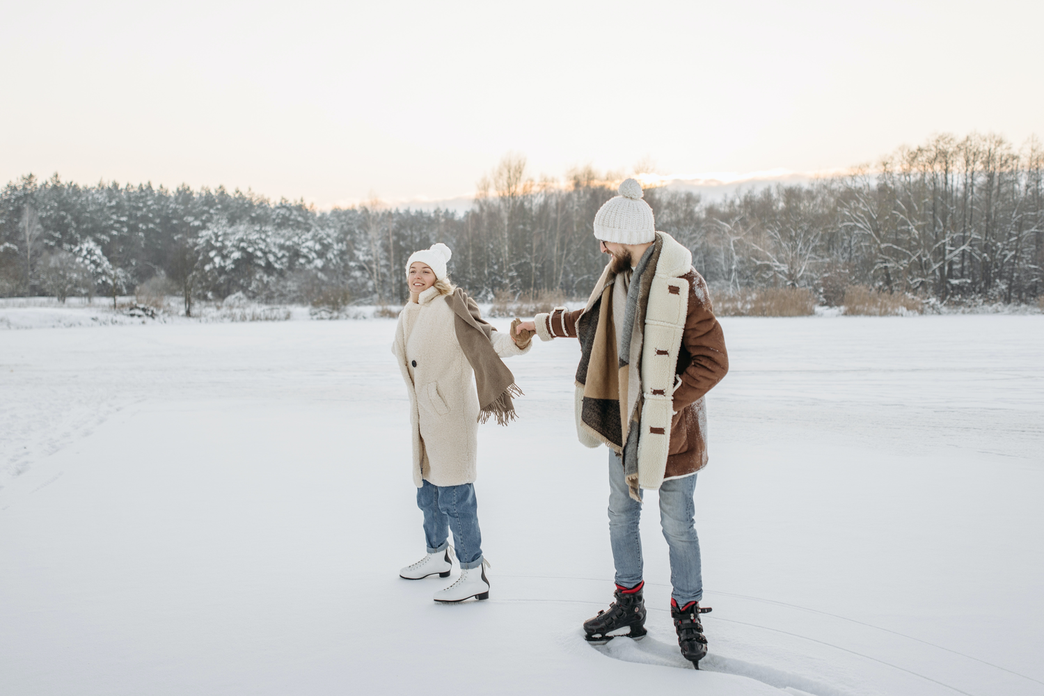 Two people skating