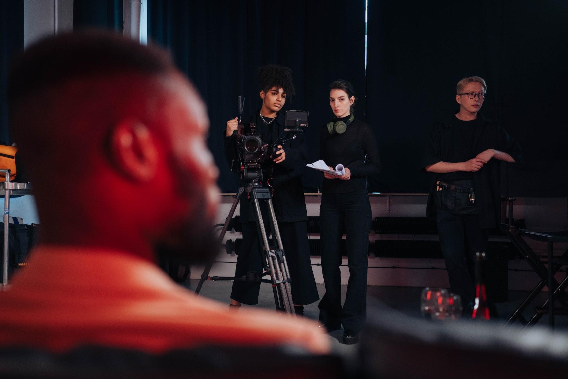 Crew on Set Making Video with Actor