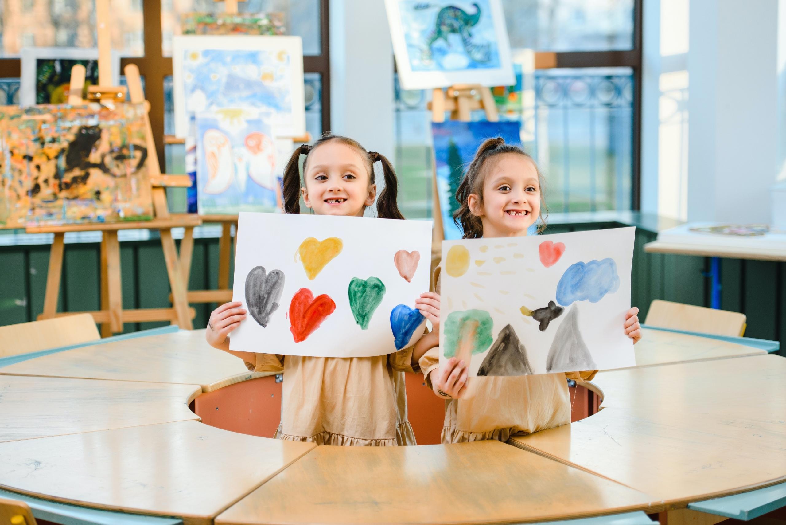 Kids learning to paint