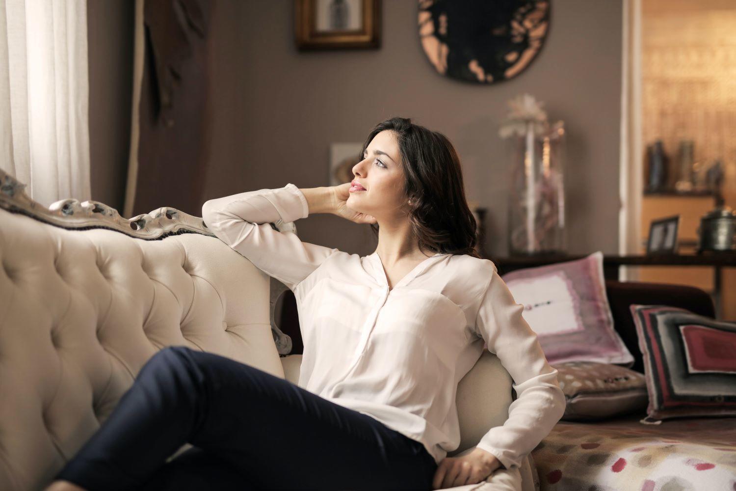 A woman in white shirt