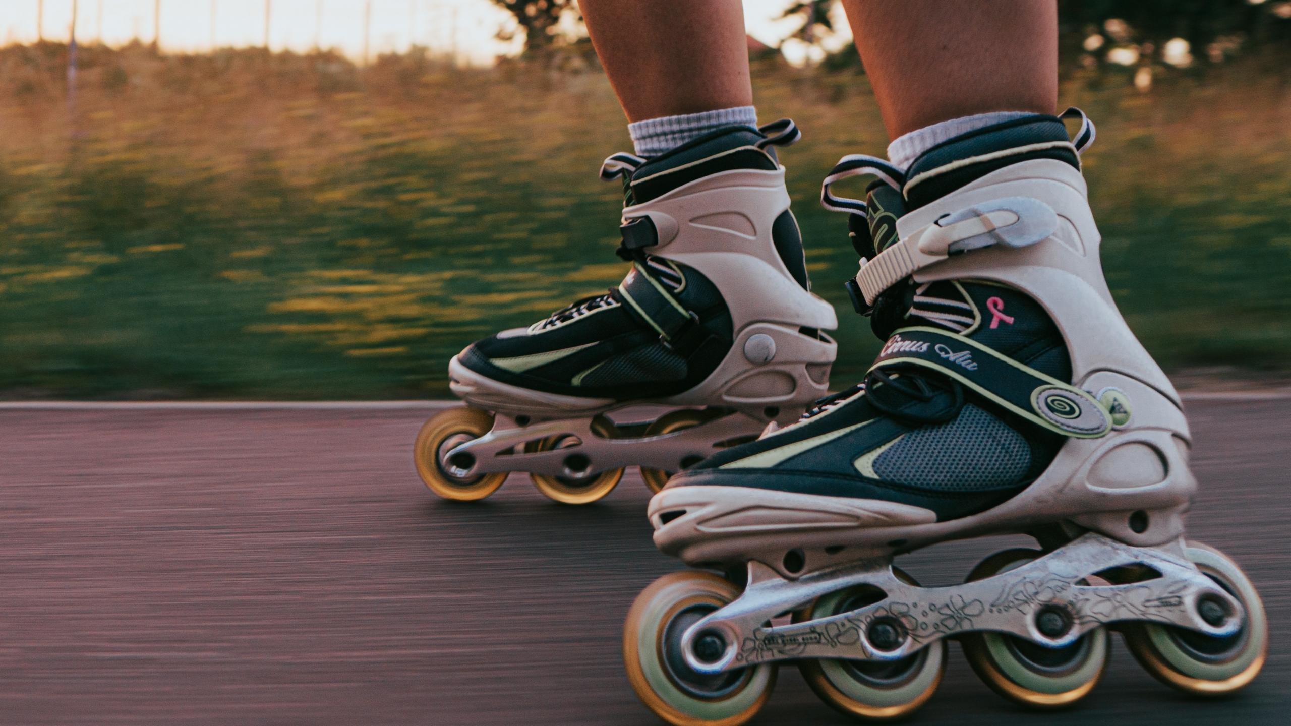 a close-up picture of roller blades.