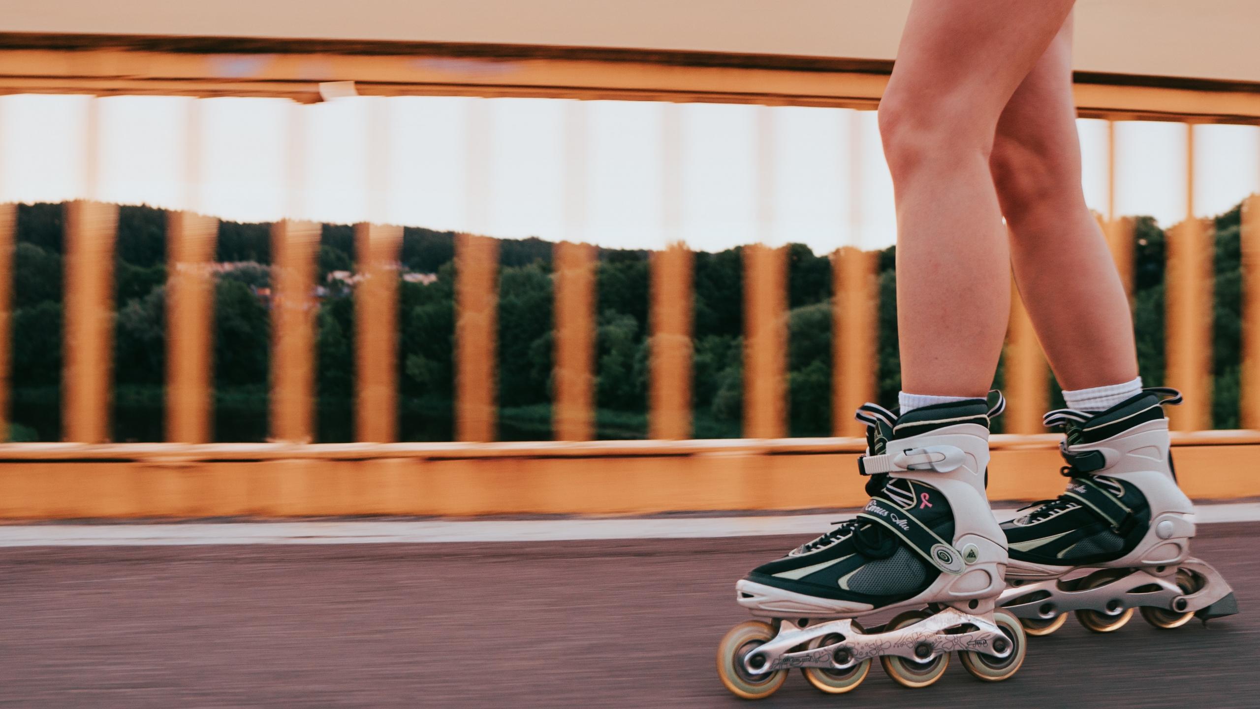 a teen roller blades
