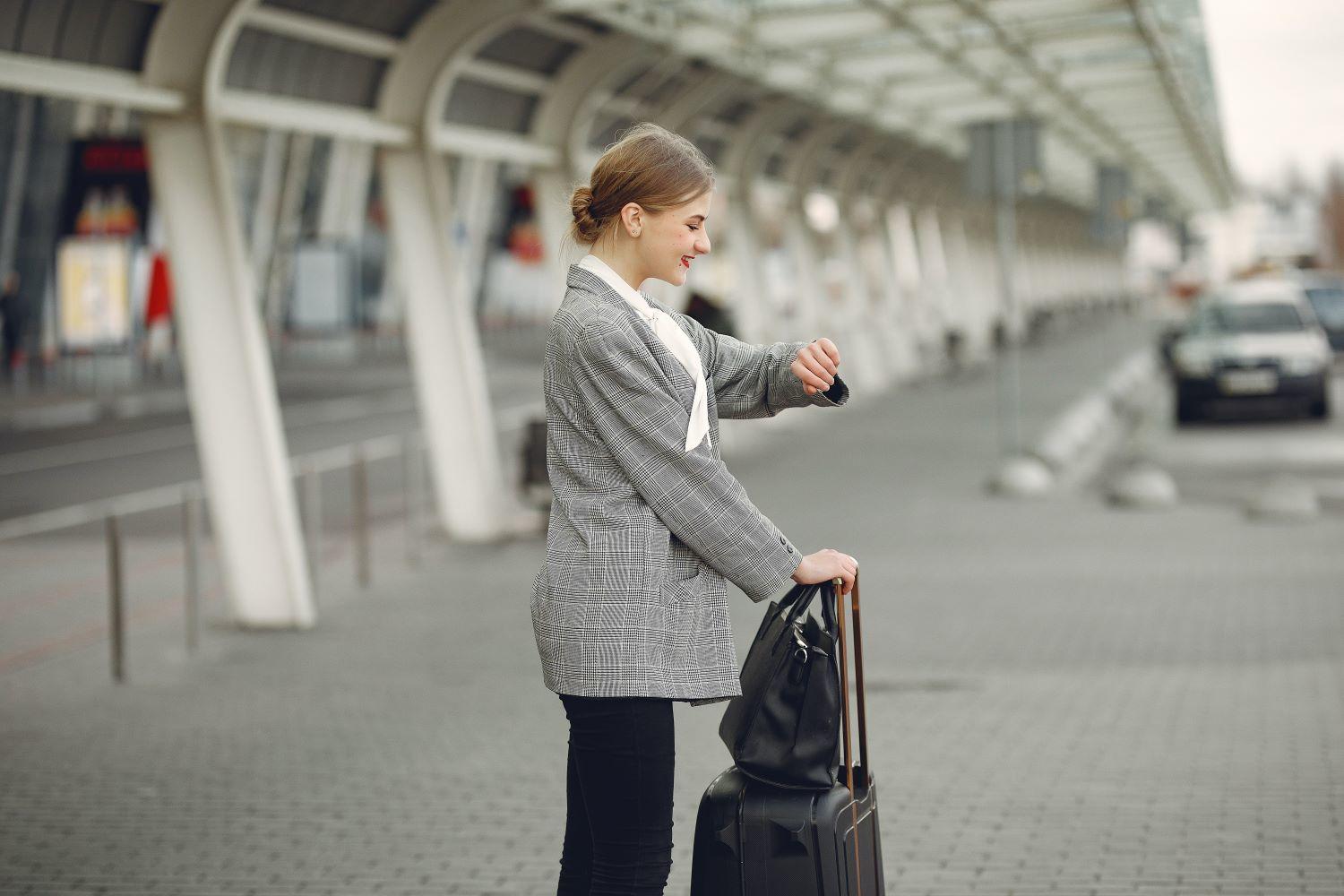 A woman at the train station