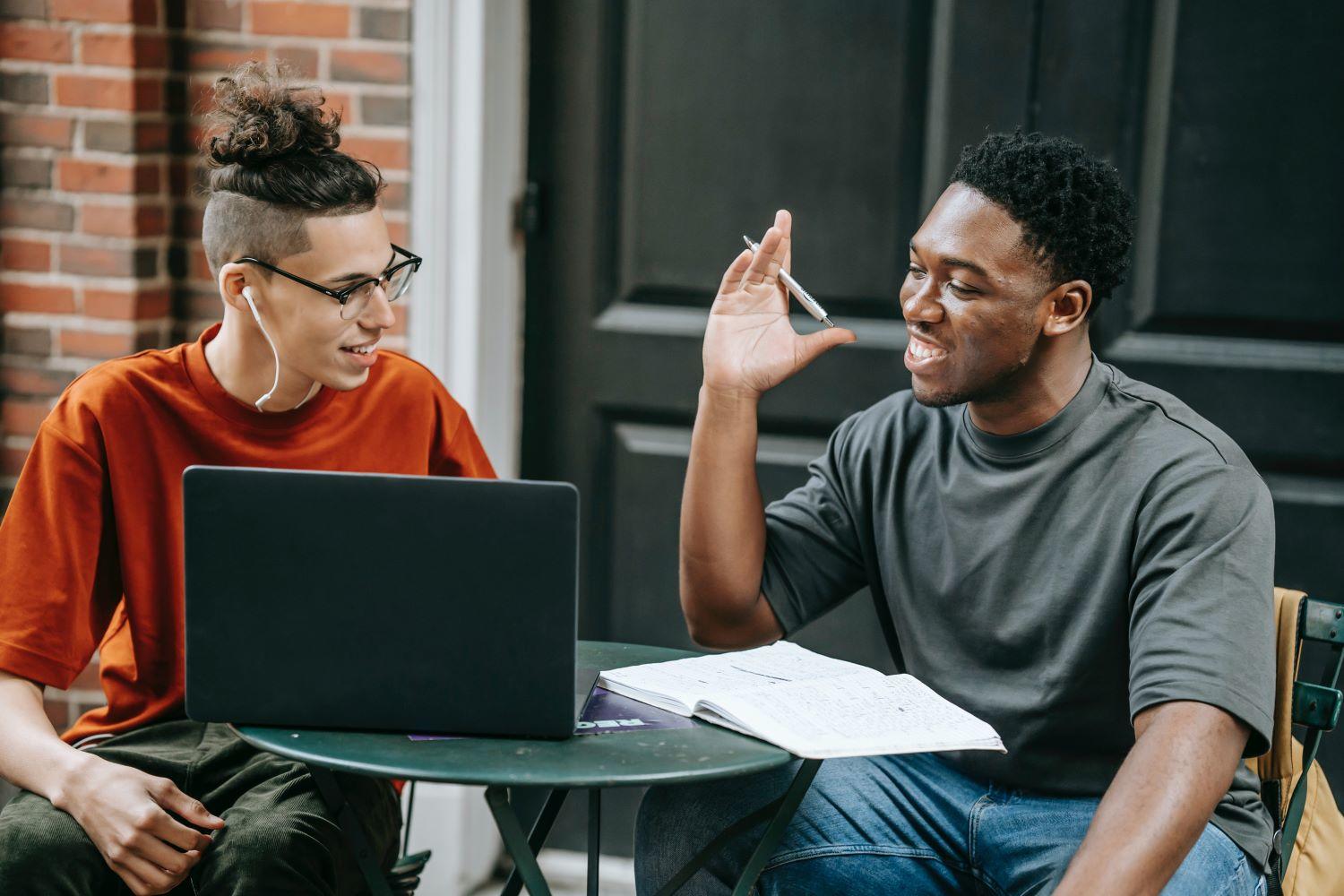 Two students discussing