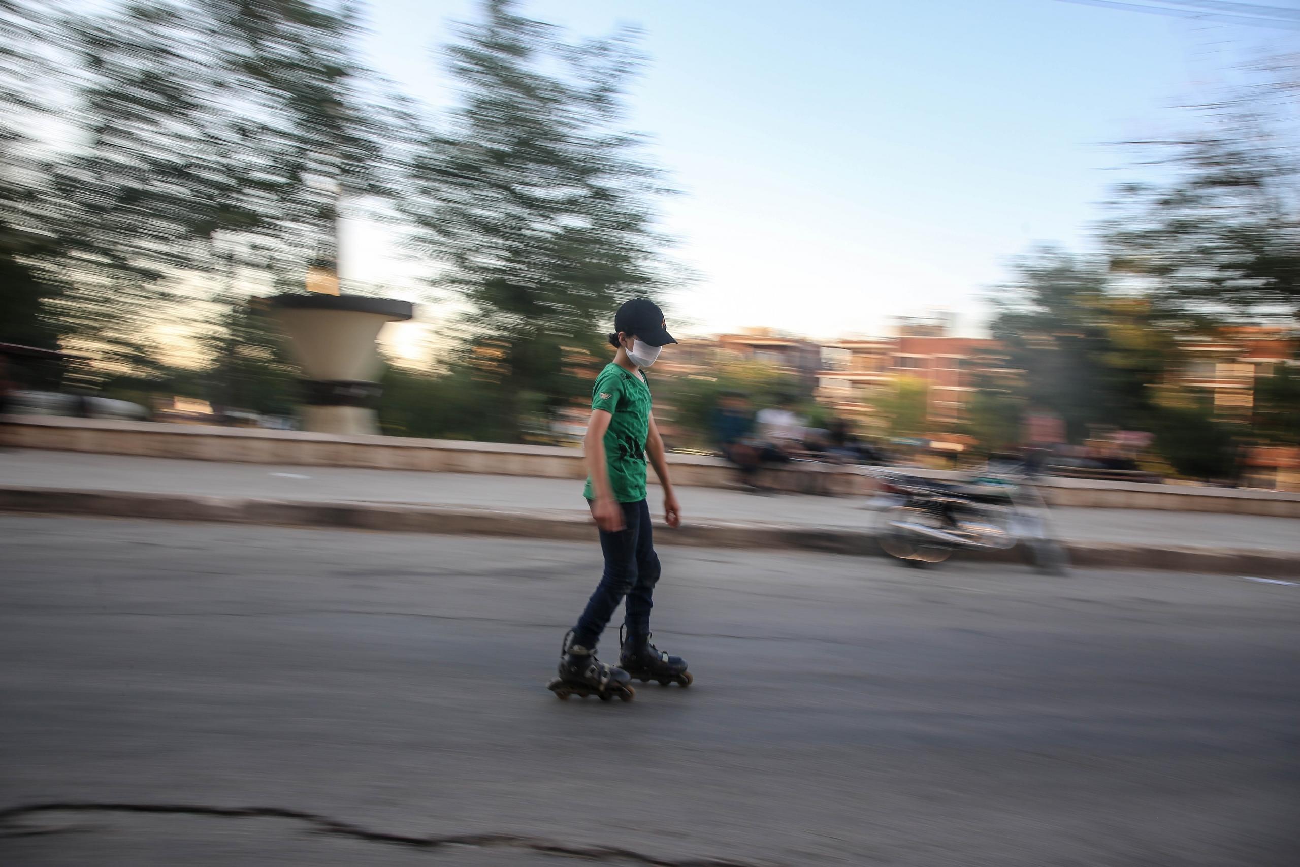 a teen roller blades