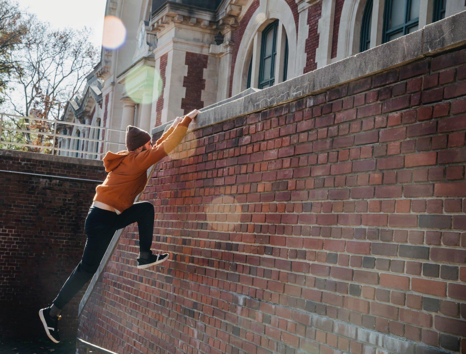 A person trying to climb