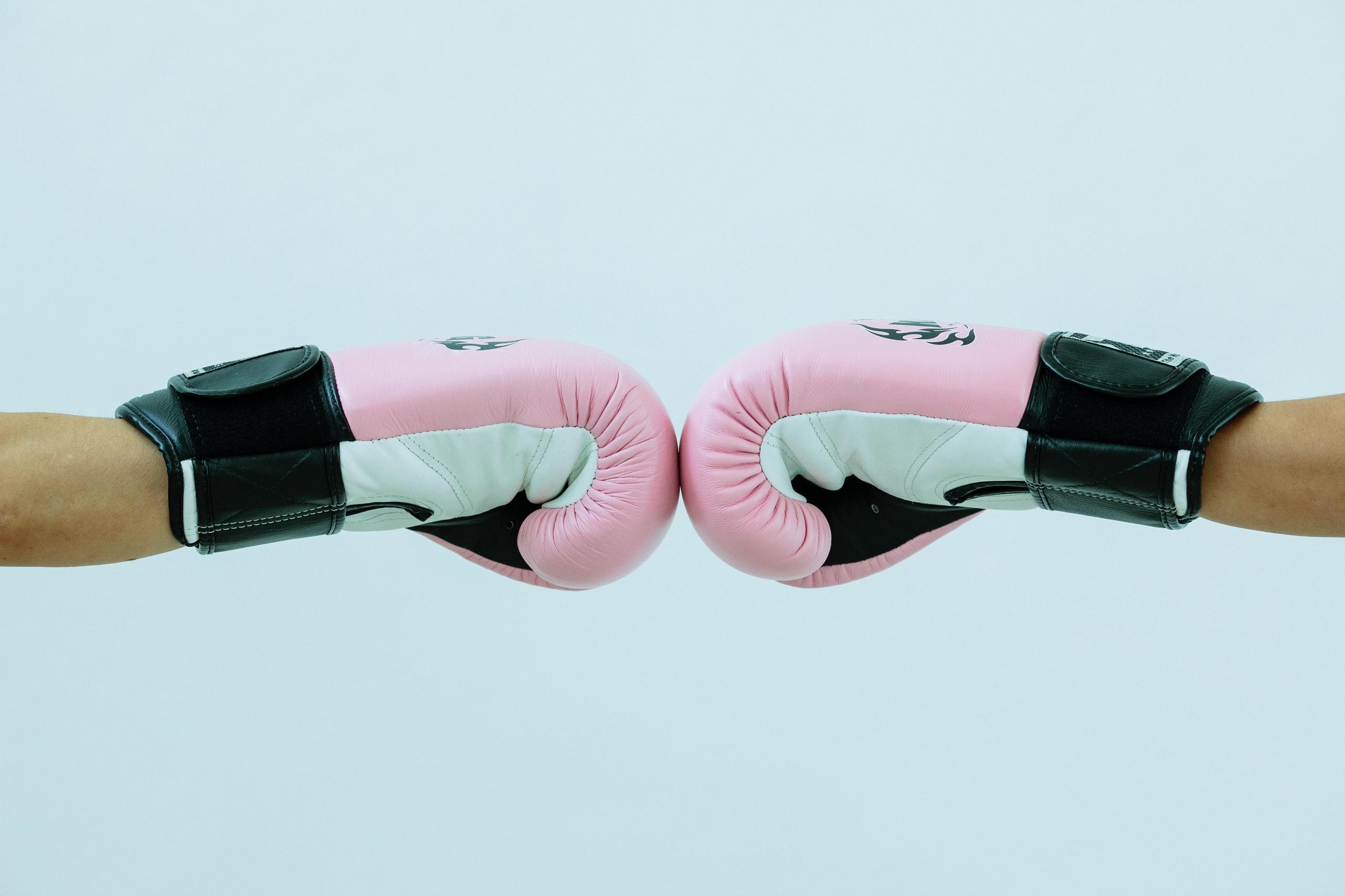 two pink boxing gloves.