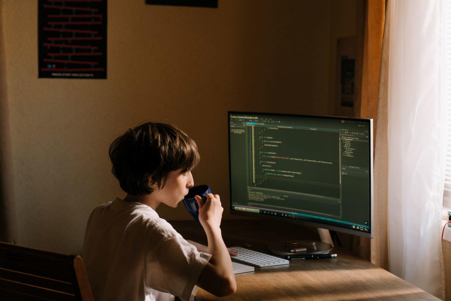 Boy in front of a computer