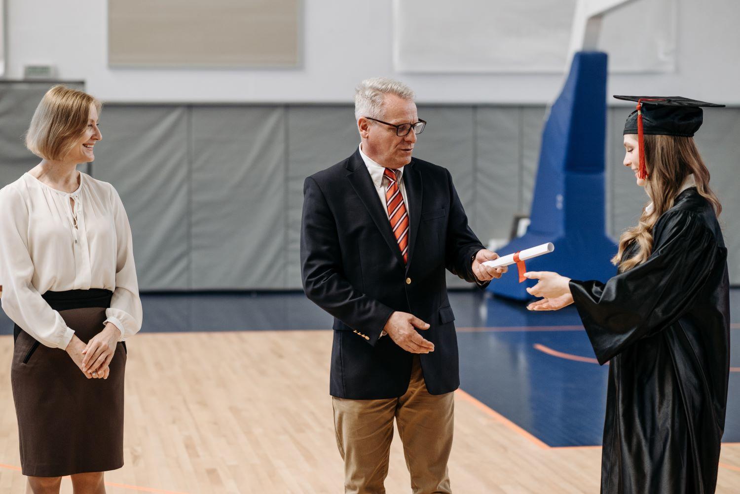 Woman recieving credential