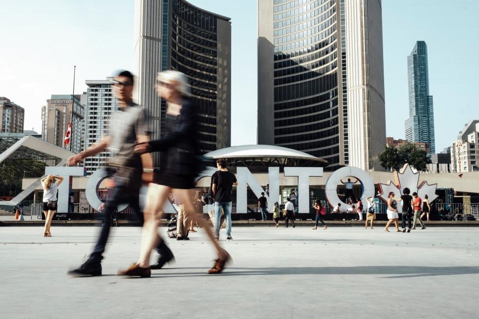 people walking in toronto