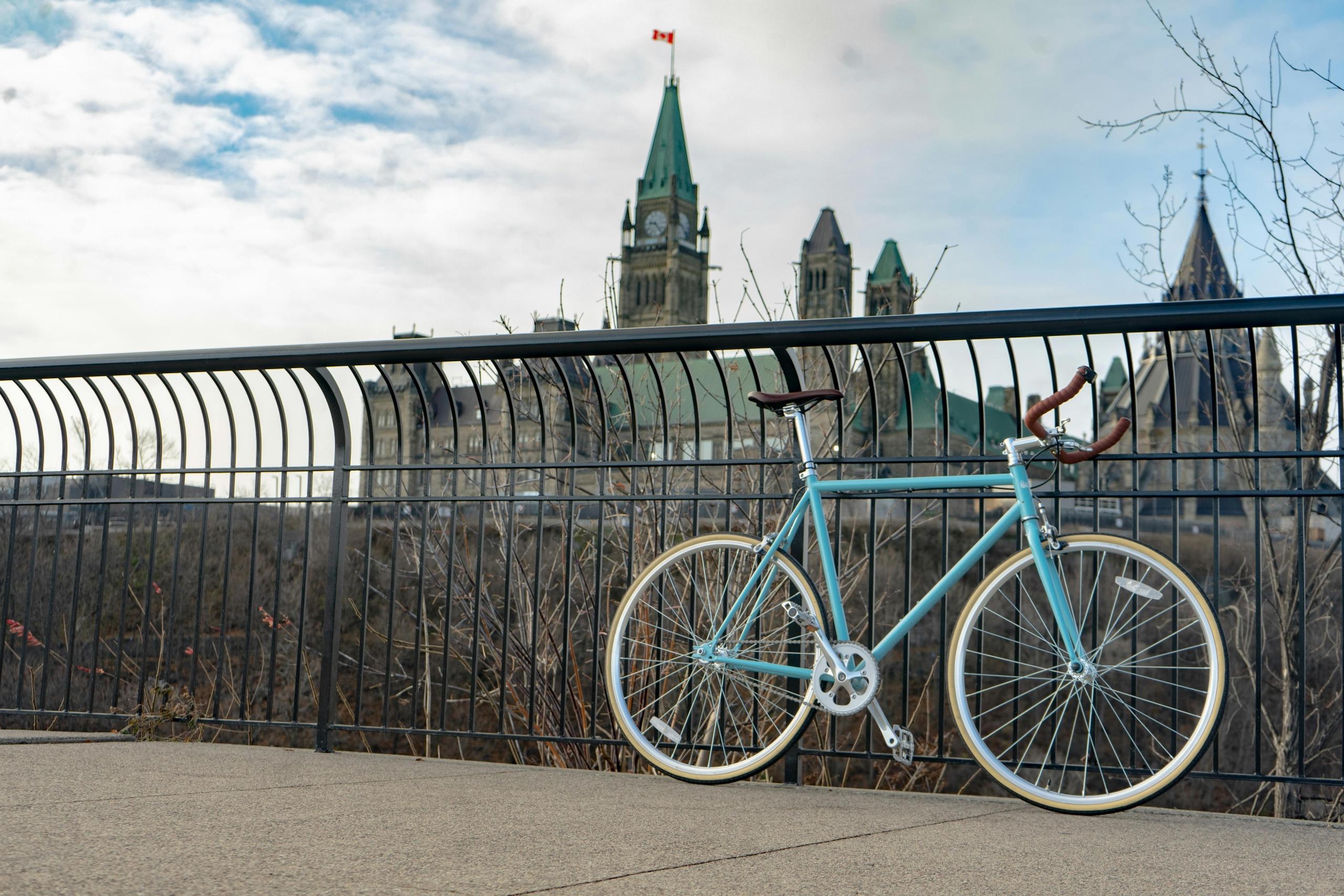 a bicycle is on a bridge in Ottawa.