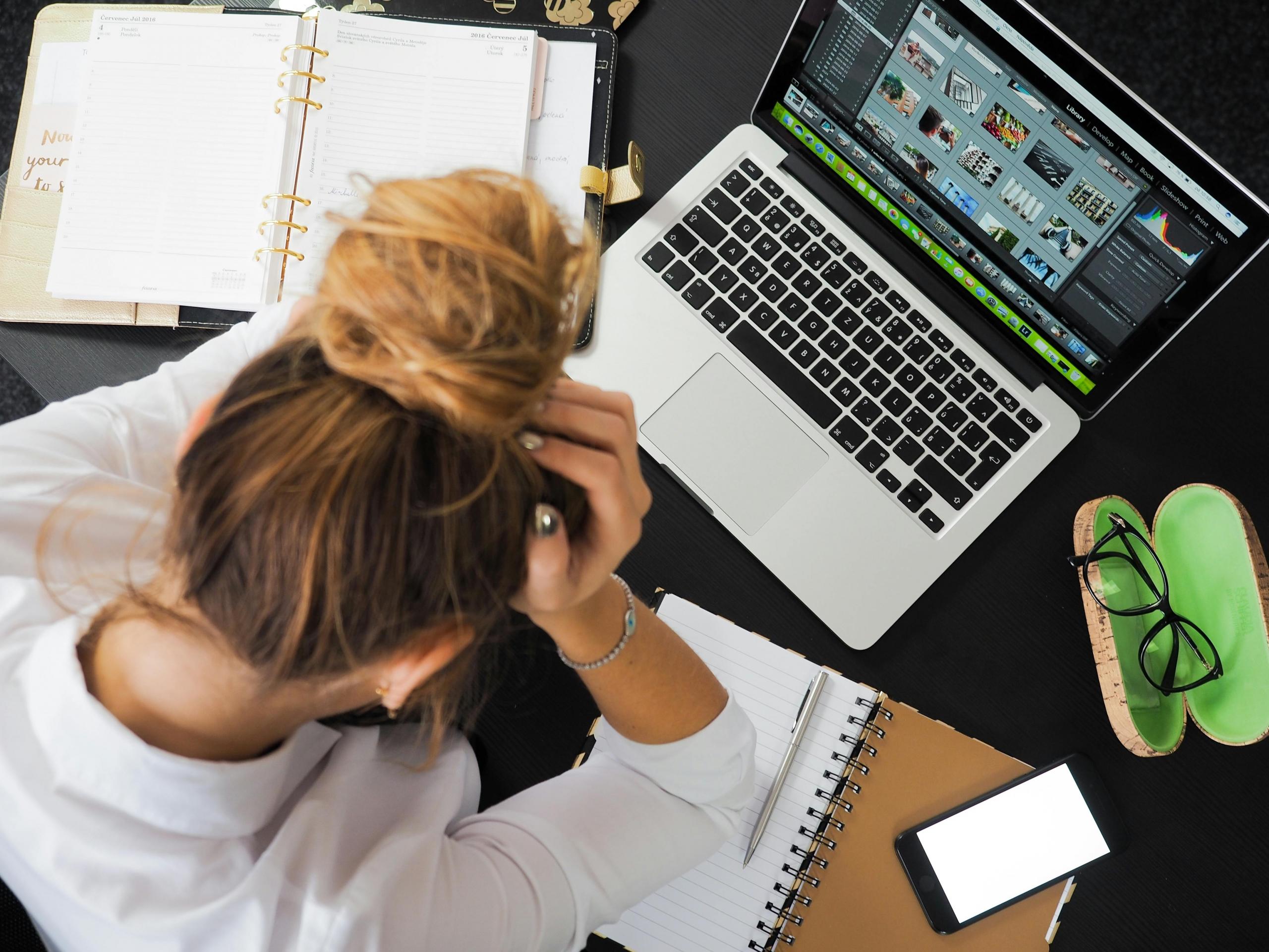 A student working on her computer.