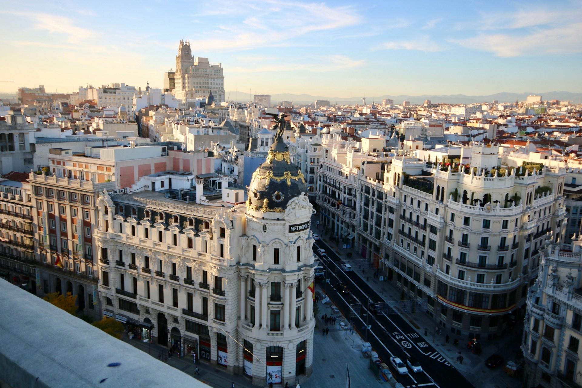 A aerial view of the Madrid city center.