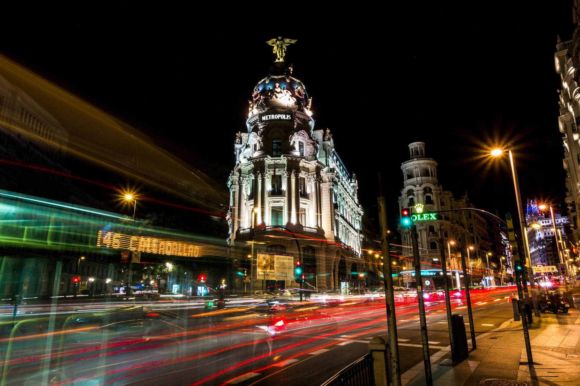 Madrid's nightlife in Spain.