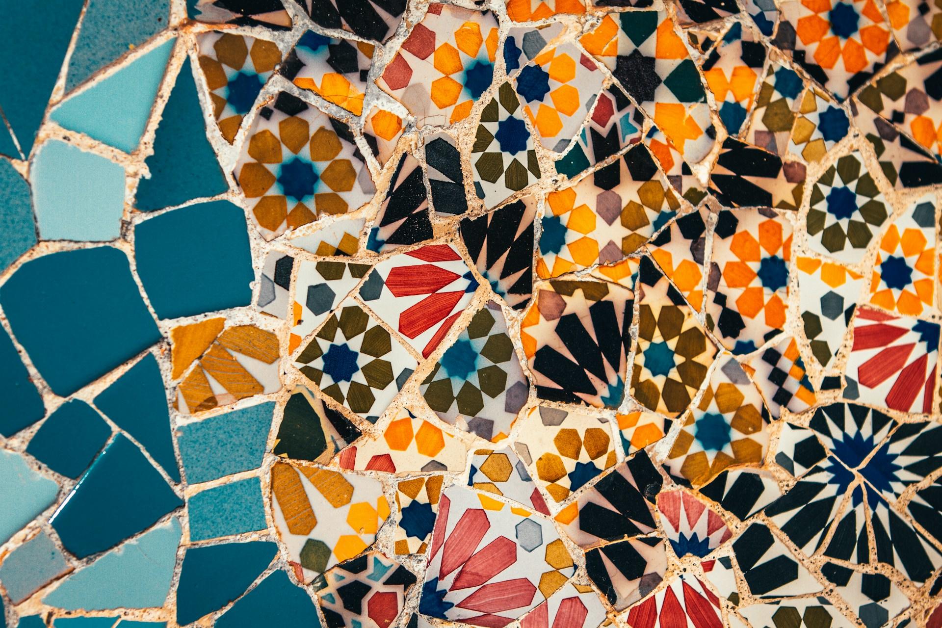Mosaics of the Park Güell in Barcelona
