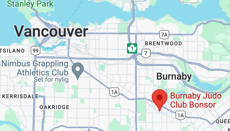 A map showing the location of Burnaby Judo Club Bonsor.