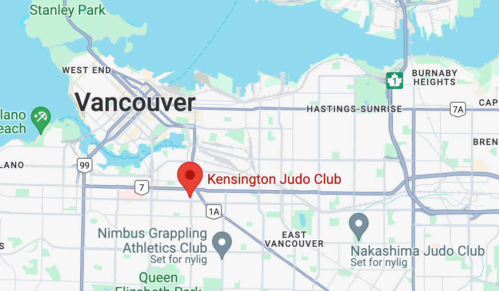 A map showing the location of Kensington Judo Club.