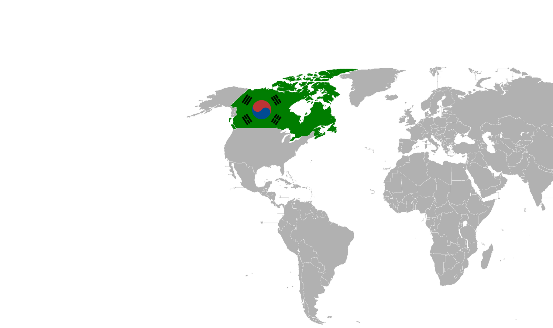 Map highlighting South Korea in green and North Korea in orange, with the rest of the world in gray.