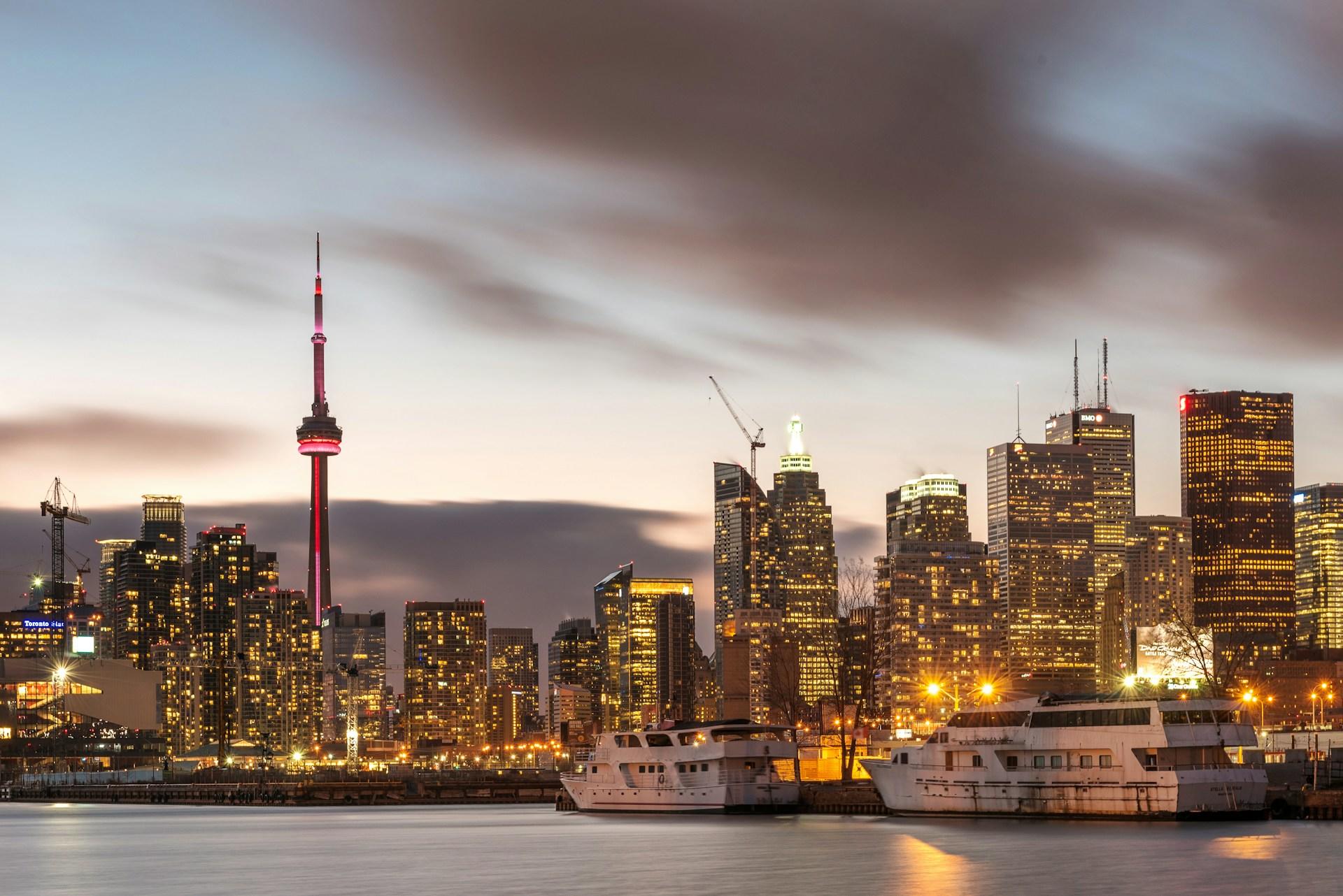 Photo of the city of Toronto after sunset