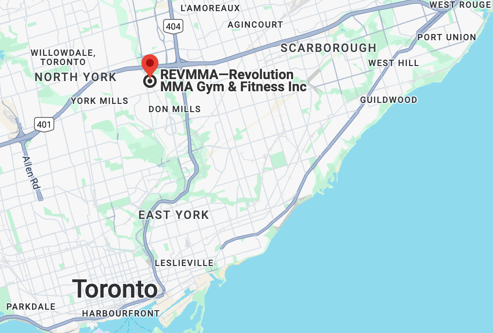 It's a map showing where the REV MMA club is located and where it is in relation to Toronto and other larger canadian areas.