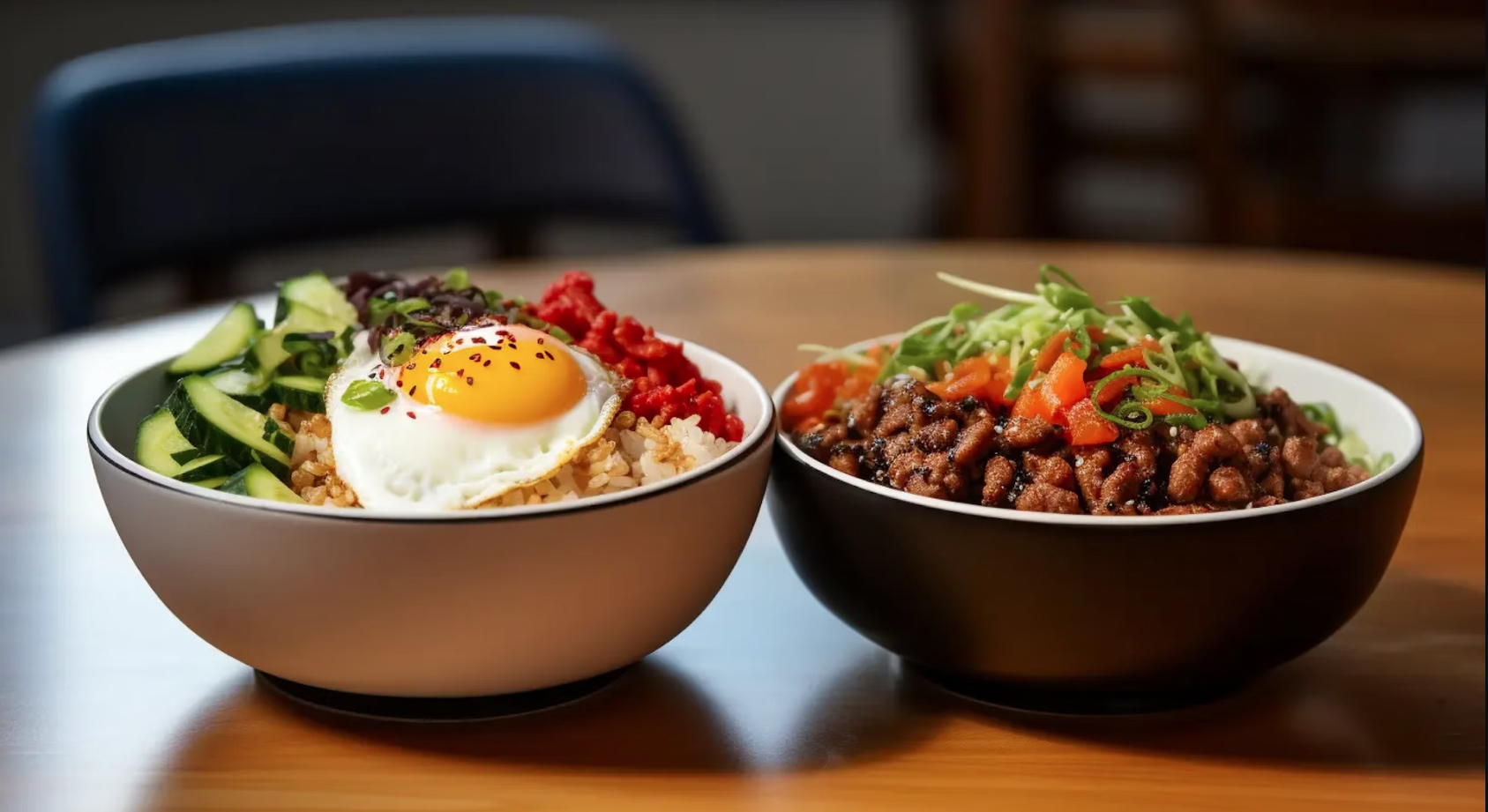 dishes of korean and japanese food