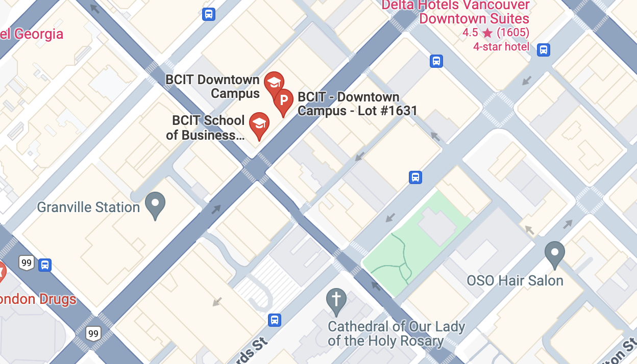 a map of the location of BCIT