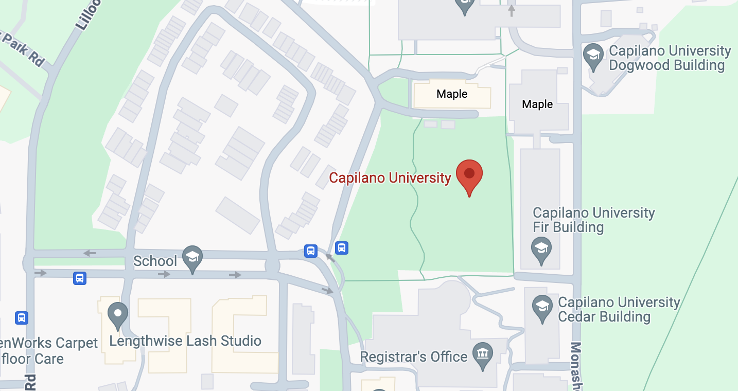 a map of the location of capilano university