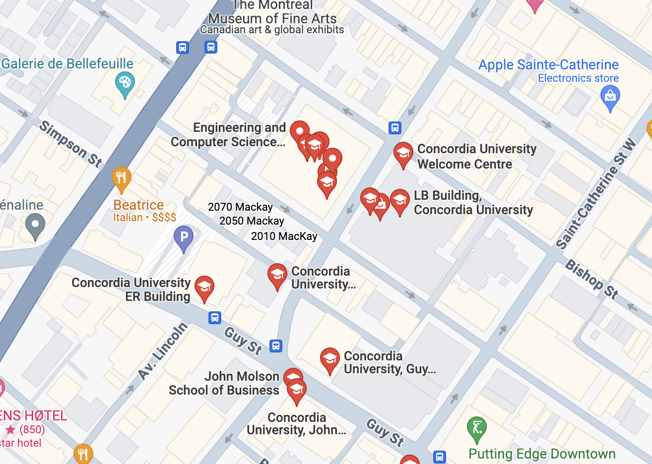 a map of the location of concordia university