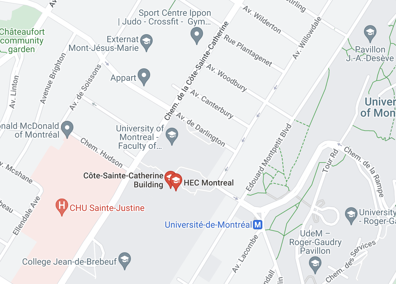a map of the location of HEC Montreal