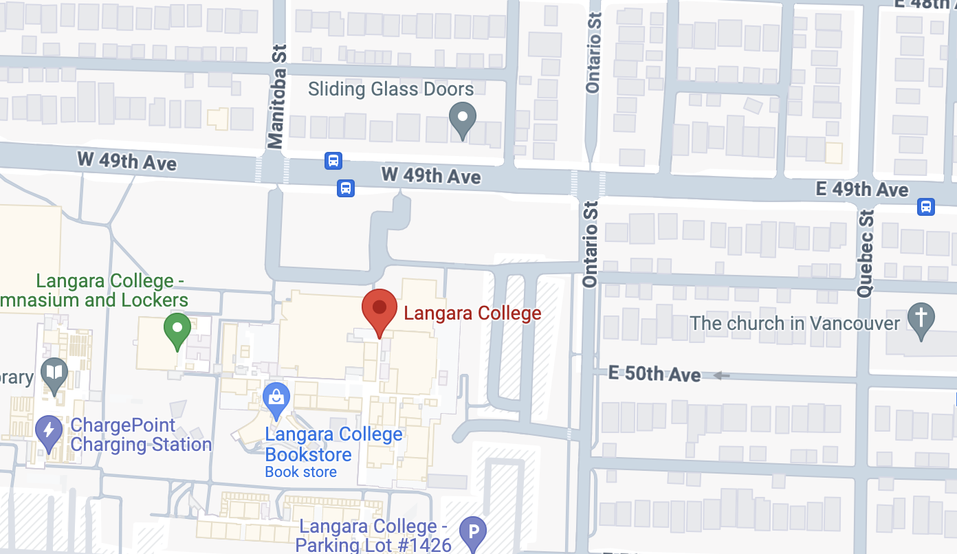 a map of the location of langara university