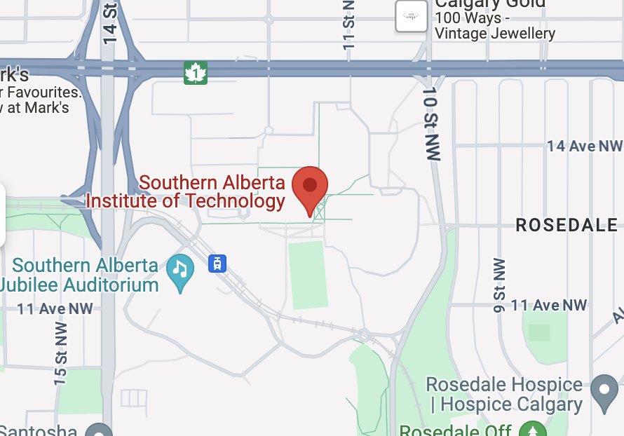 a map of the location of the Southern Alberta Institute of Technology.