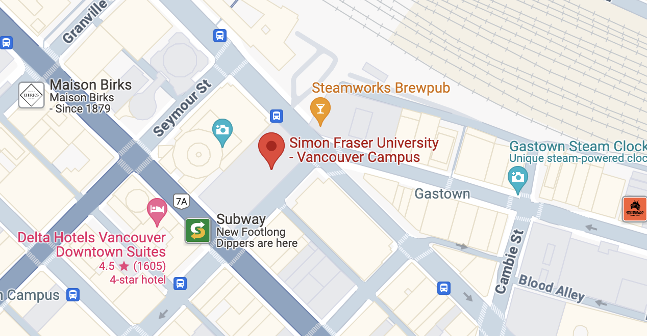 a map of the location of simon fraser university.
