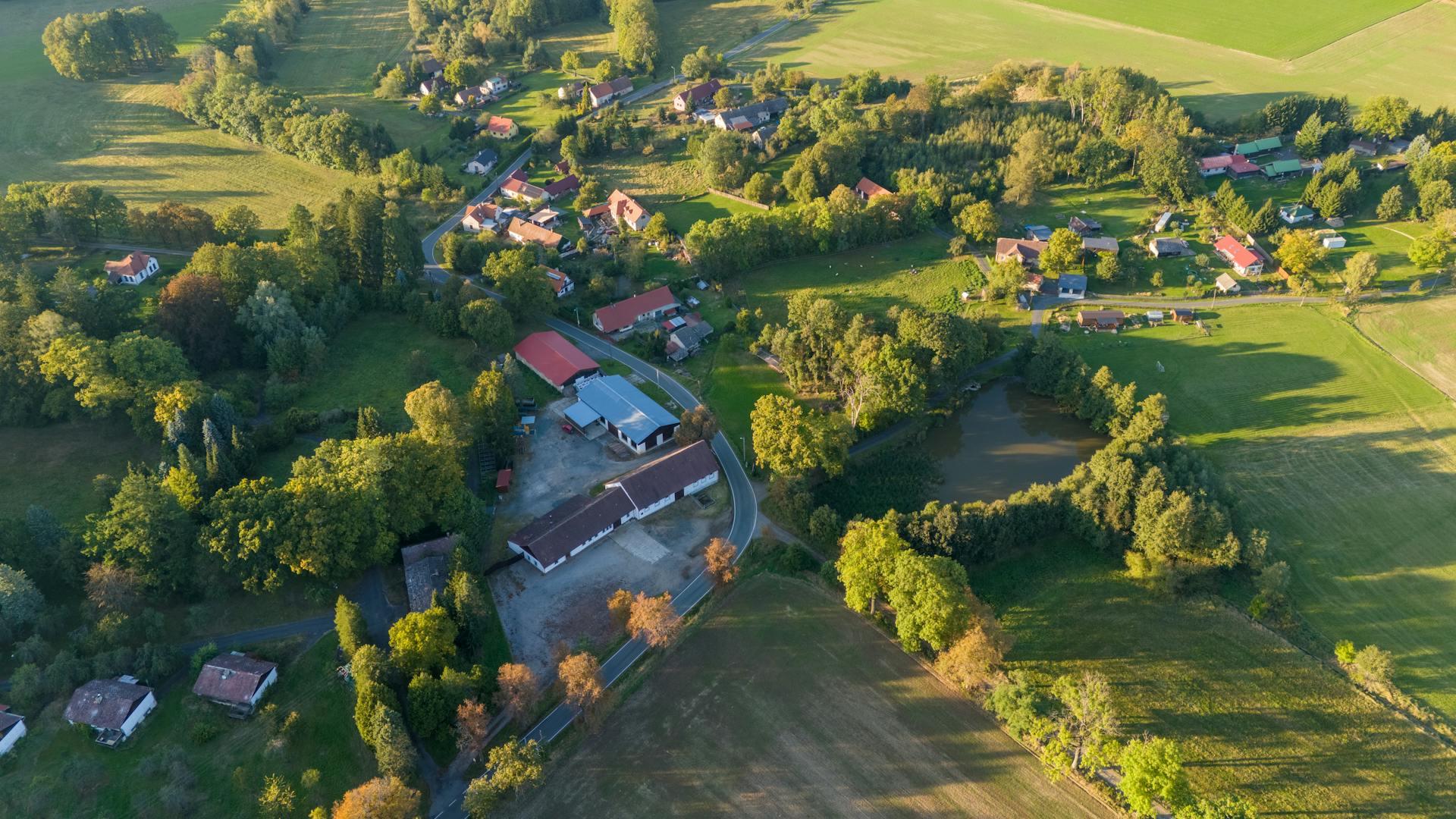 Aerial View of a Scenic Rural Landscape.