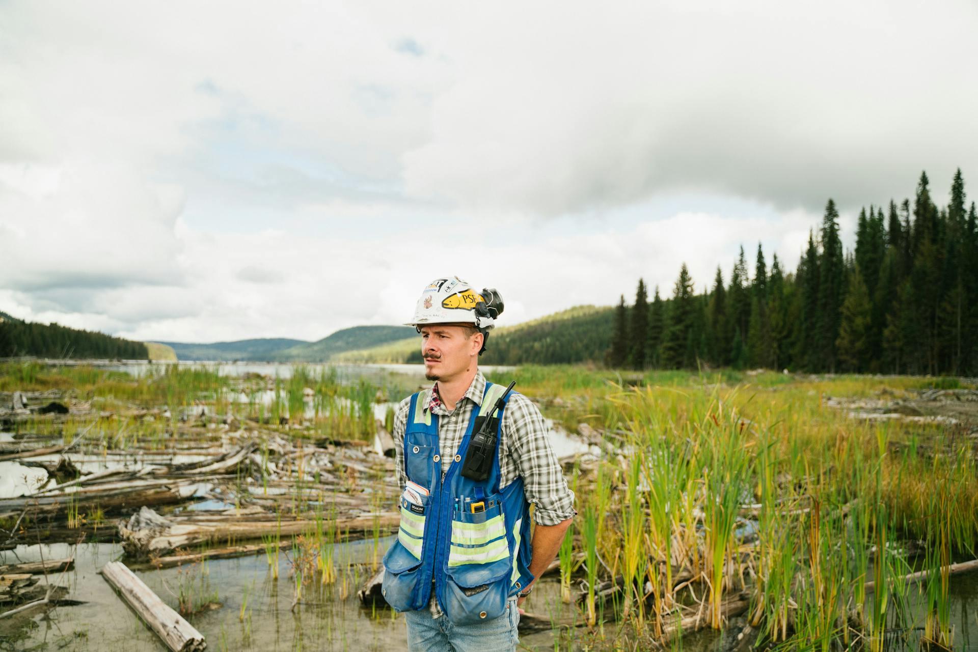 Shallow Focus Photo of Man in White Safety Hat.