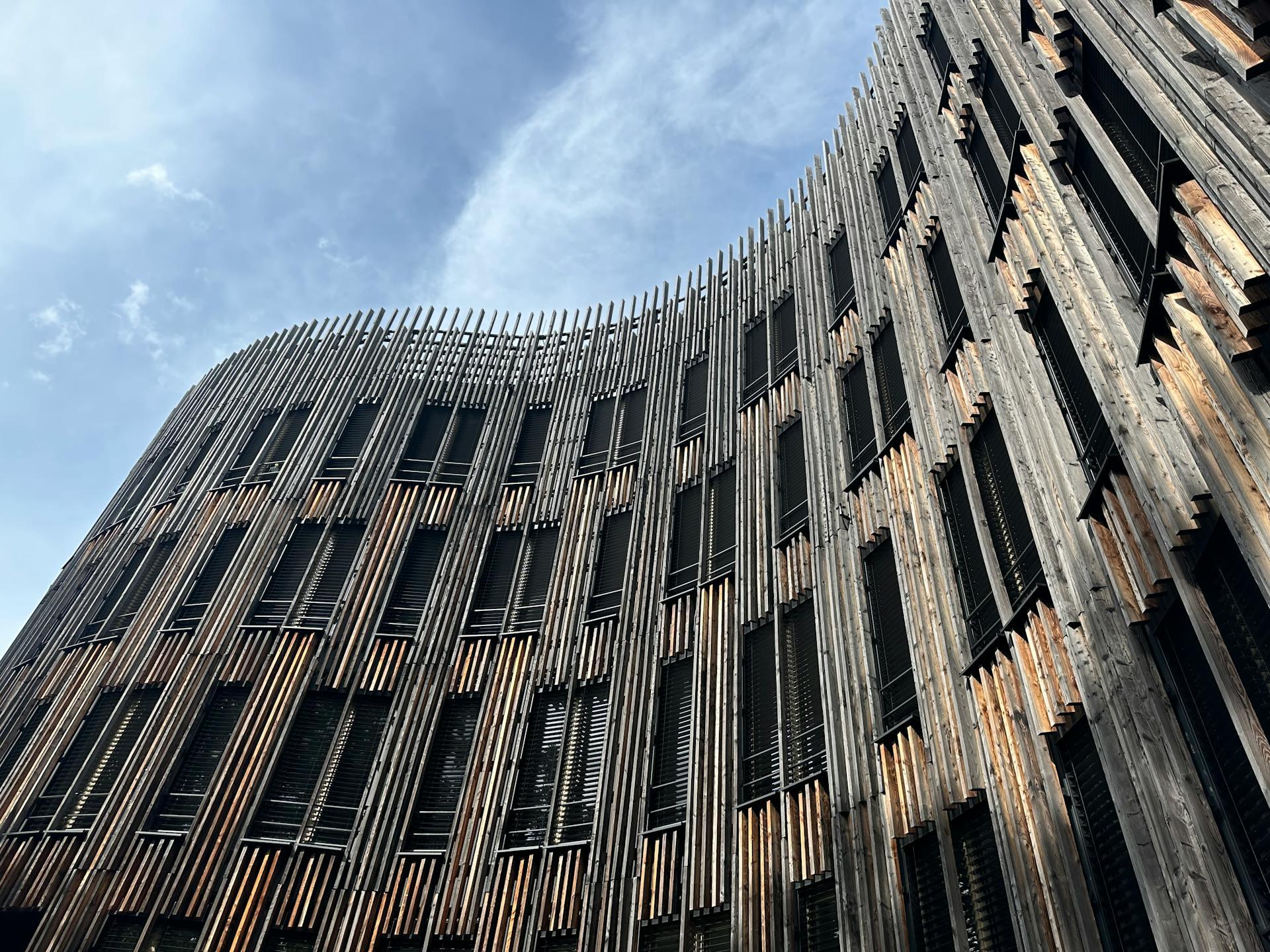 Modern Architectural Design with Wooden Facade.