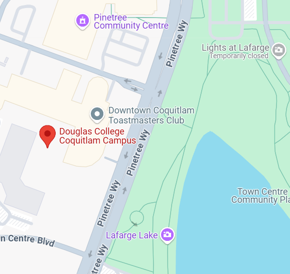 Photograph from Google Maps showing the location of Douglas College.