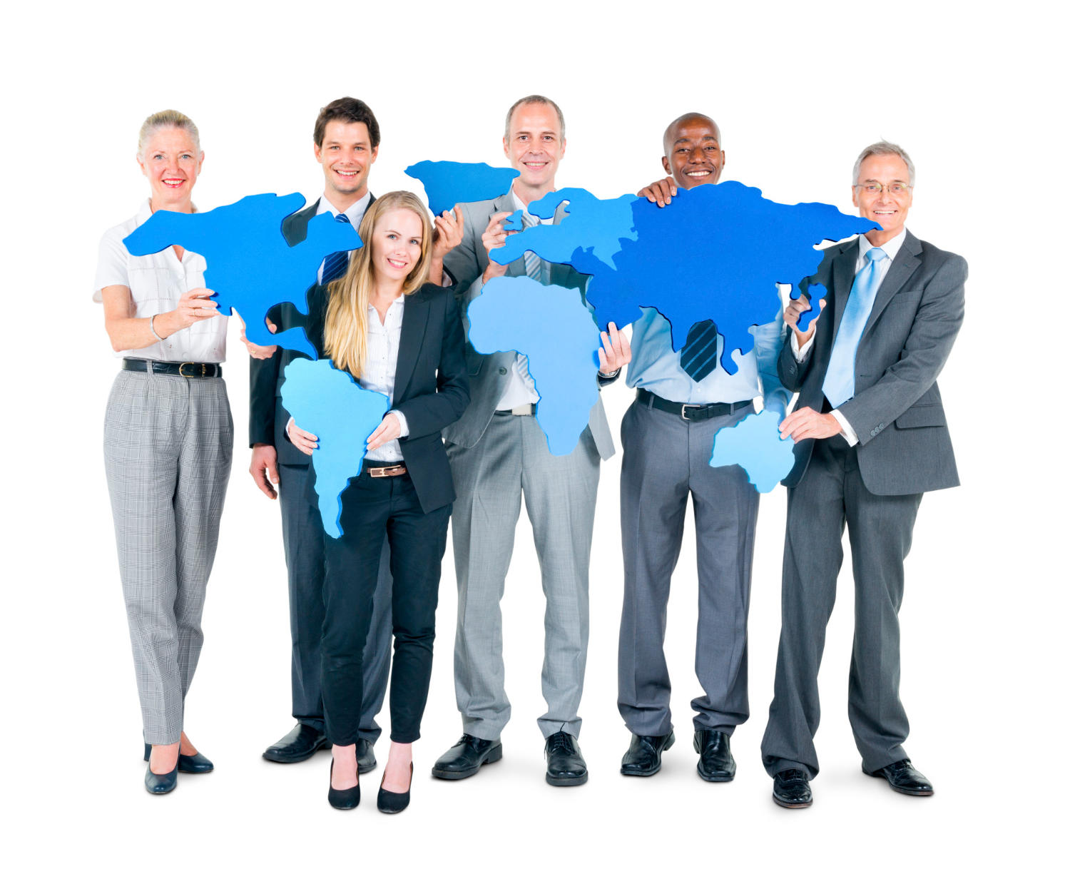 a group of people holding maps together.