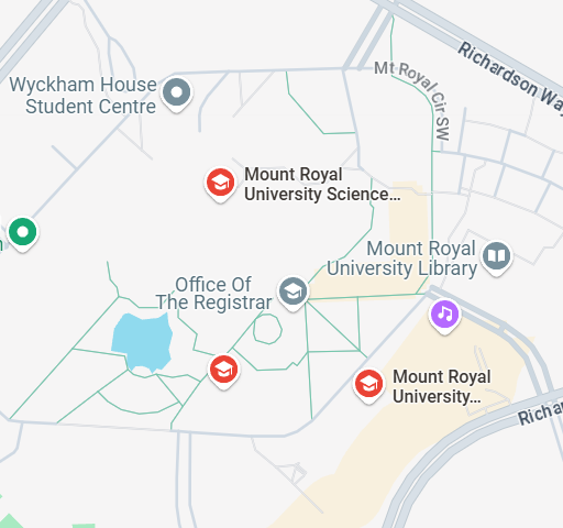Photograph from Google Maps showing the location of Mount Royal University.