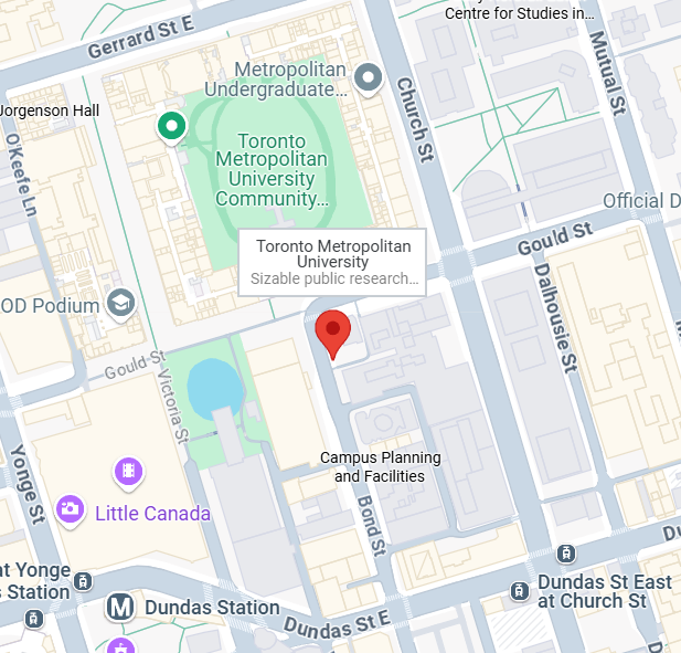 Photograph from Google Maps showing the location of the Toronto Metropolitan University.