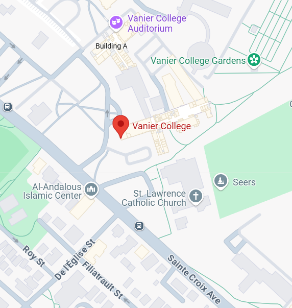 Photograph from Google Maps showing the location of Vanier College.
