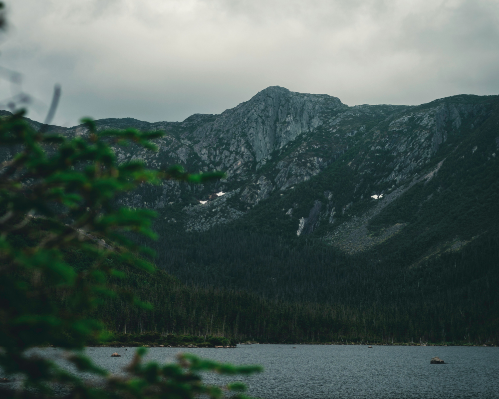 Mountain and lake view in Gaspésie National Park.