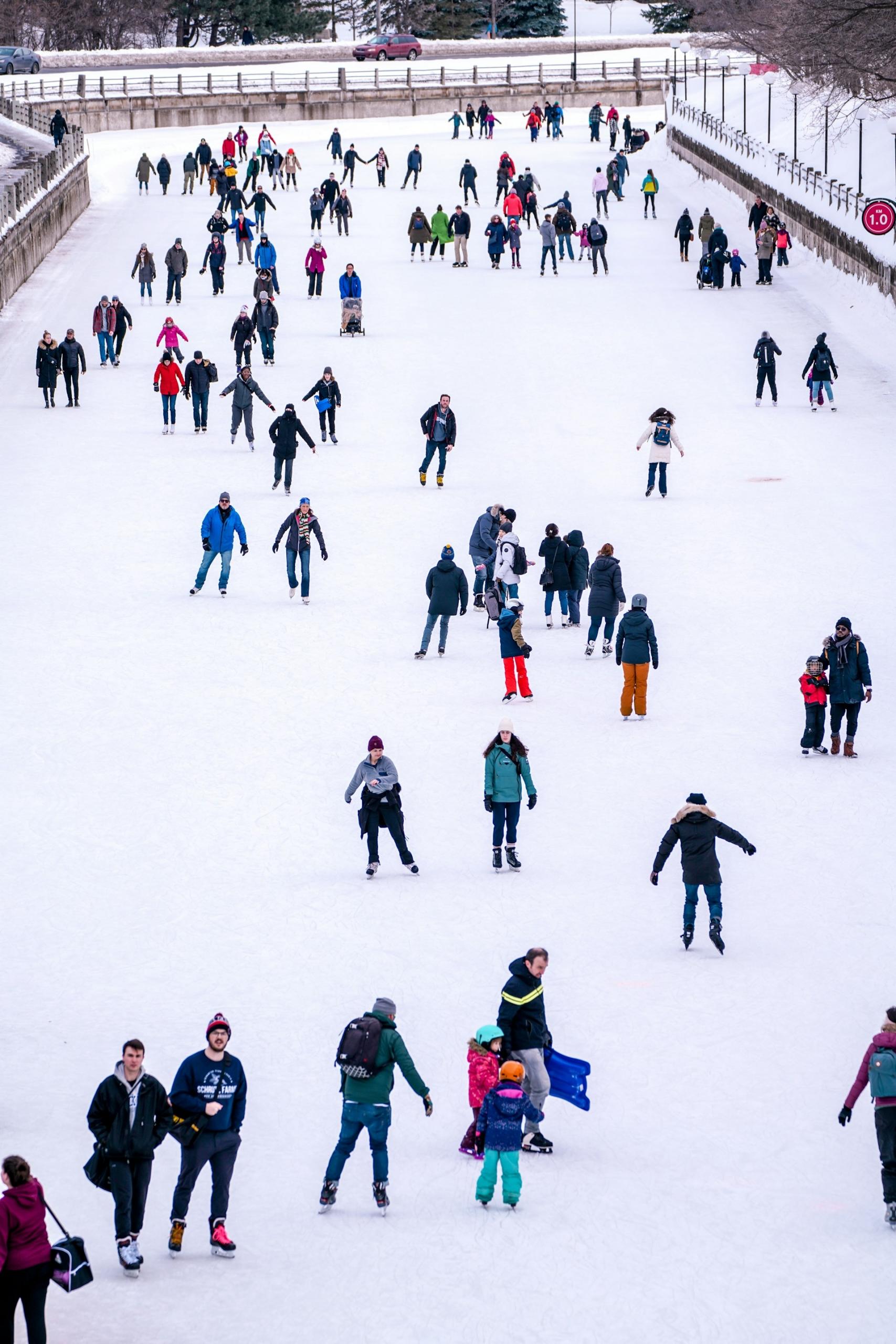 group of people skating at the Rideau Canal.