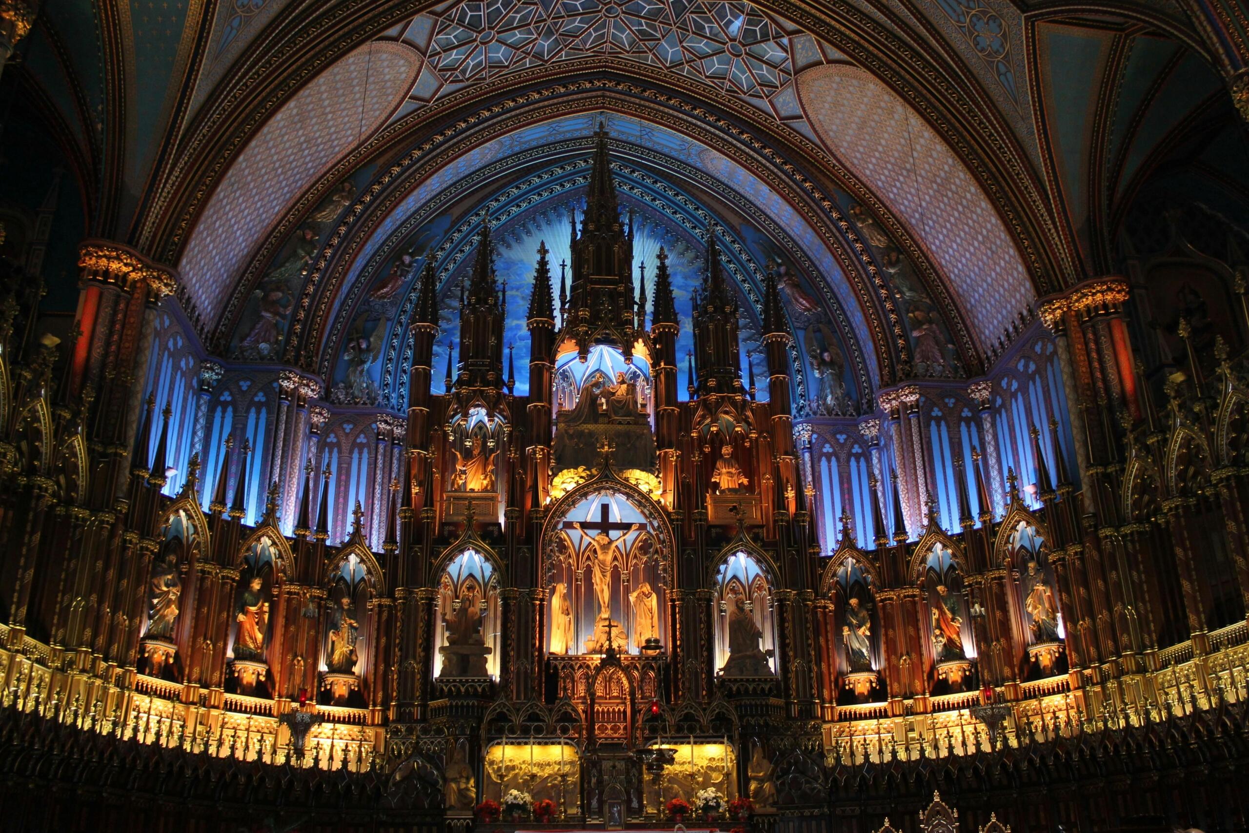 a photo of the interior of a grand cathedral.