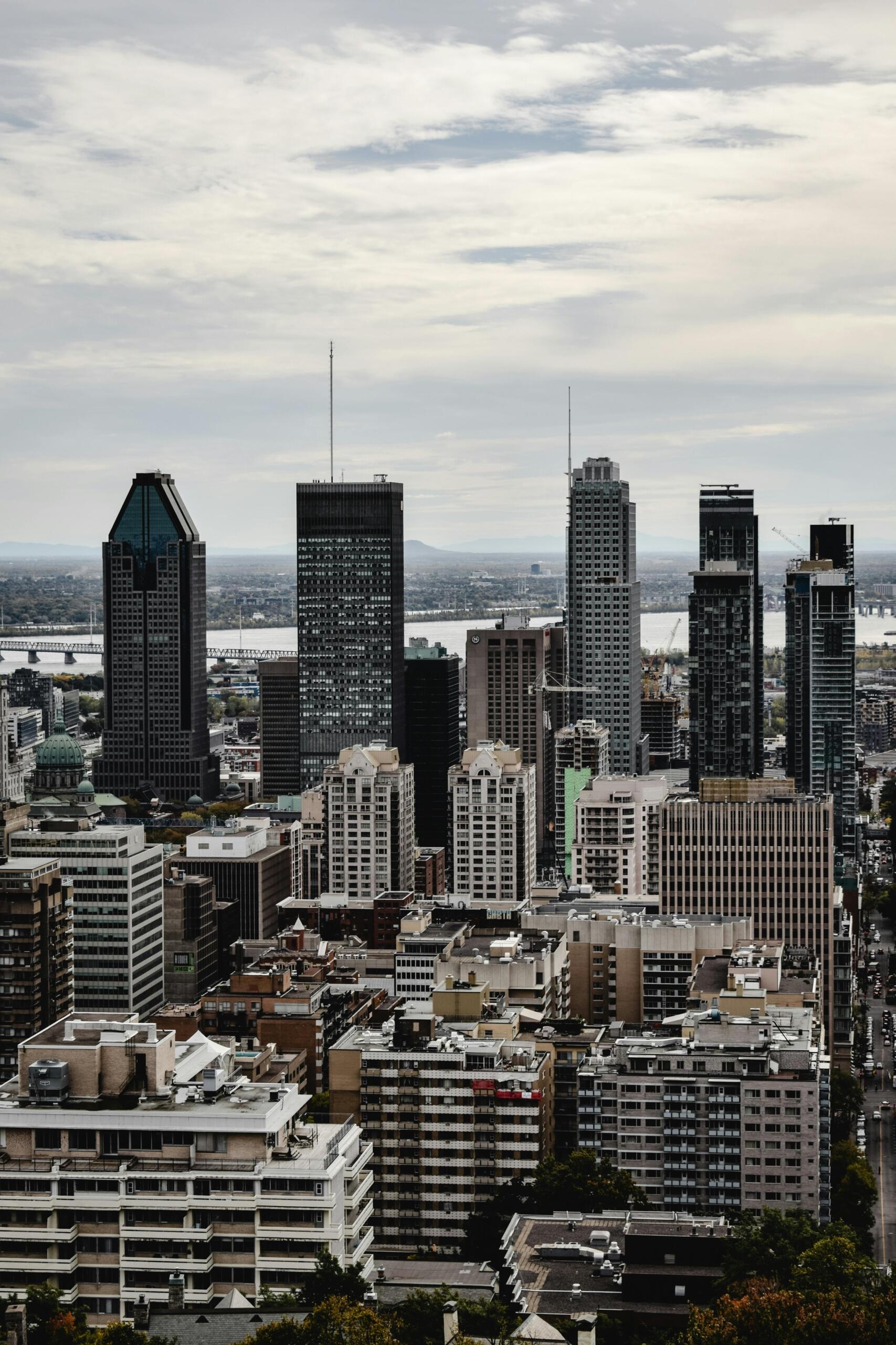 The skyline of Montreal, taken from an elevated perspective.
