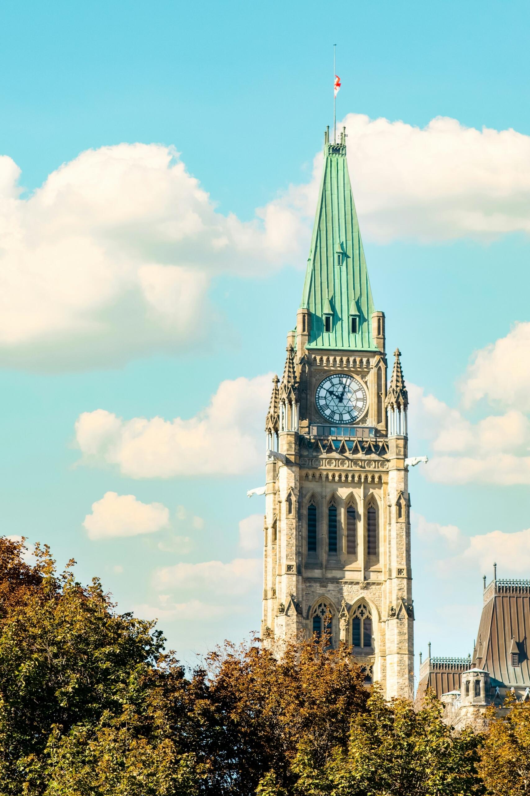 the parliament hill building in the morning
