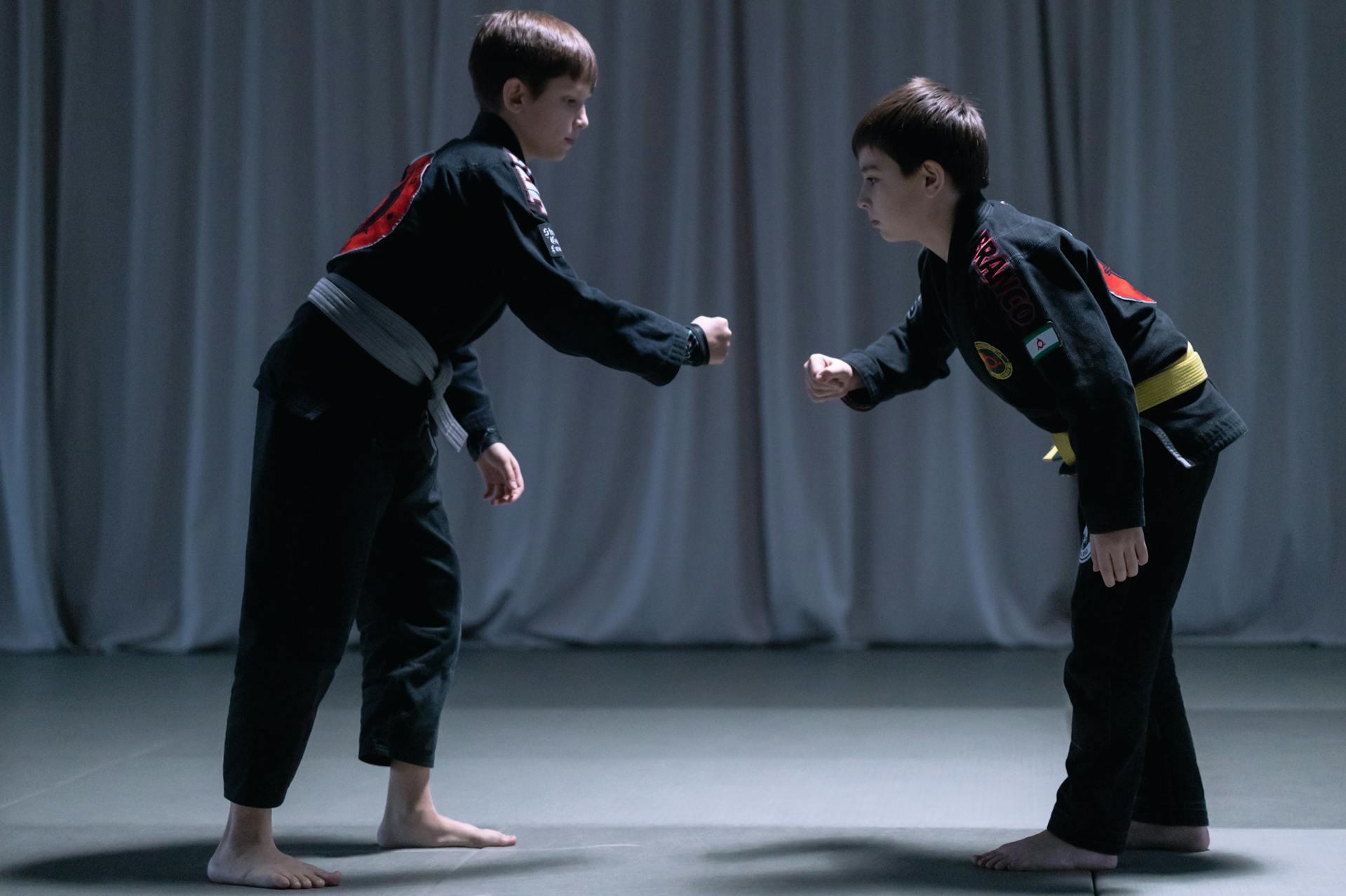 Boys Practicing Jiu Jitsu